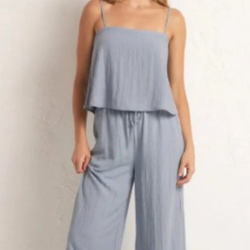 NWOT Z Supply Soleil Pant Havana Tank Set Stormy Blue Large Beachy Summer
